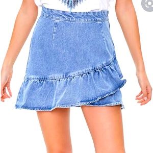 Forever 21 Denim Ruffle Mini Skirt
